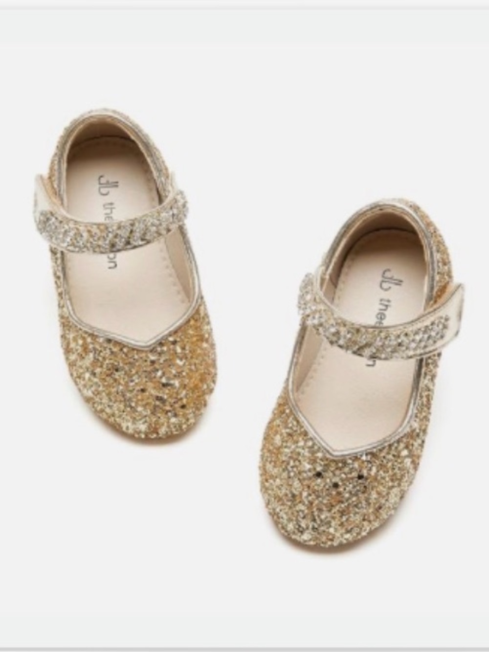 Toddler Girls' gold glitter and diamond mary jane flats size 9